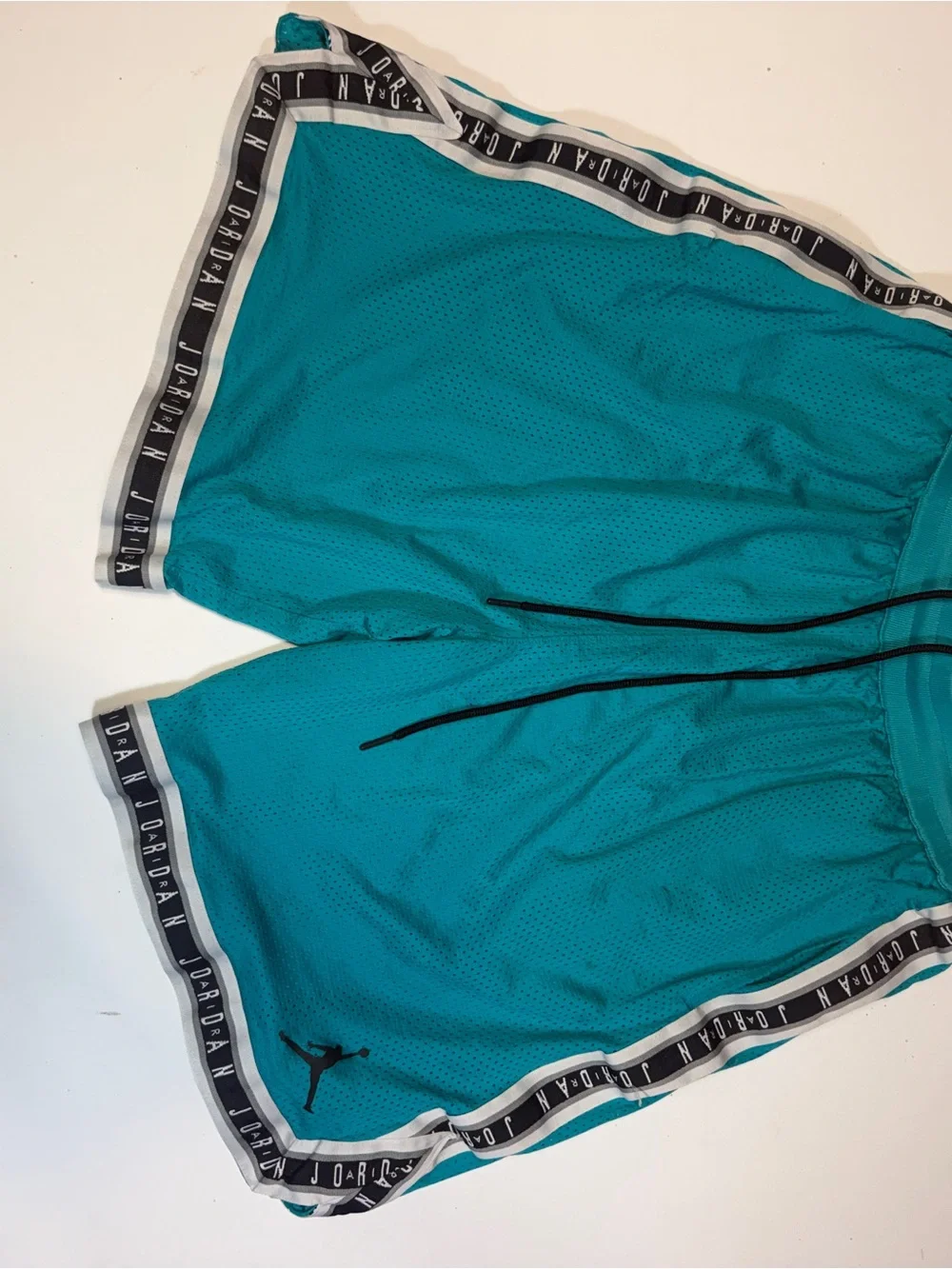 Jordan Teal Mesh Basketball Shorts with Black Trim